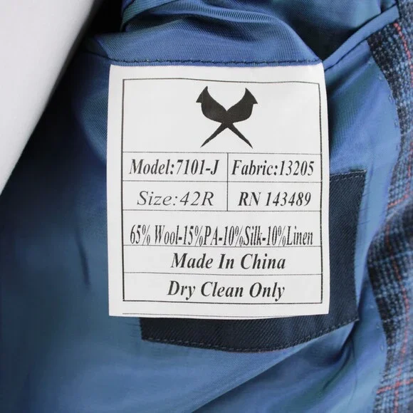 Cardinal of Canada NWT Wool Blend Sport Coat Size 42R US In Blue w/ Coral Plaid